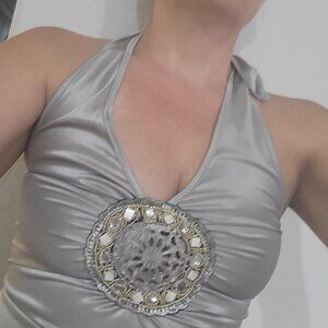 Silver bohemian tieback tank